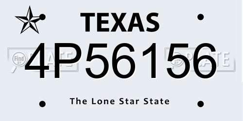 4P56156 Texas License Plate