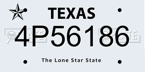 4P56186 Texas License Plate