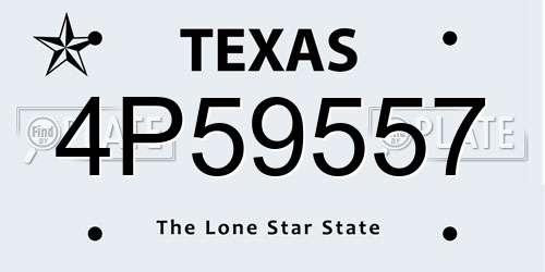 4P59557 Texas License Plate