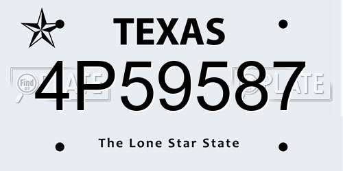 4P59587 Texas License Plate