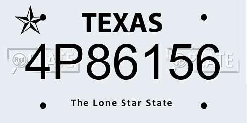 4P86156 Texas License Plate
