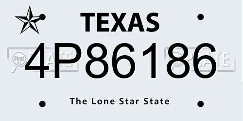 4P86186 Texas License Plate