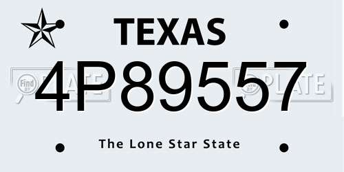 4P89557 Texas License Plate