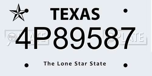 4P89587 Texas License Plate