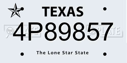 4P89857 Texas License Plate