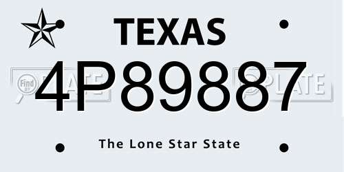 4P89887 Texas License Plate