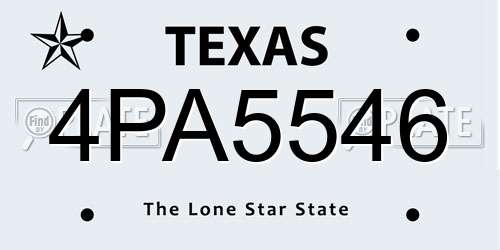4PA5546 Texas License Plate
