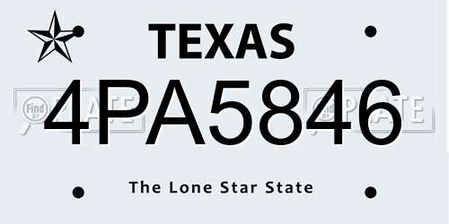 4PA5846 Texas License Plate