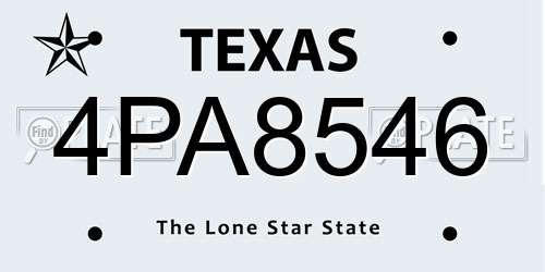 4PA8546 Texas License Plate