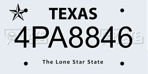 4PA8846 Texas License Plate