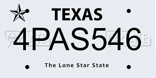 4PAS546 Texas License Plate