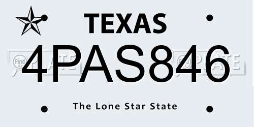 4PAS846 Texas License Plate