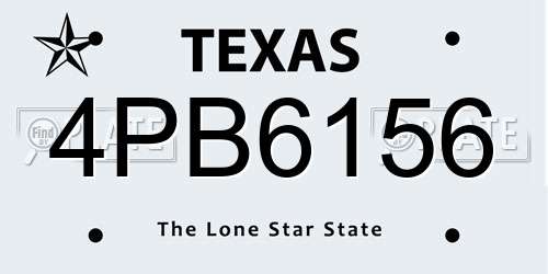 4PB6156 Texas License Plate