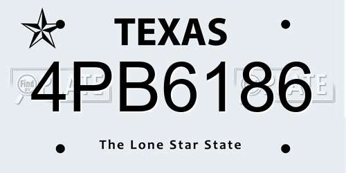 4PB6186 Texas License Plate