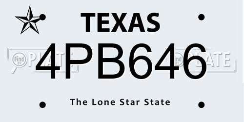 4PB646 Texas License Plate