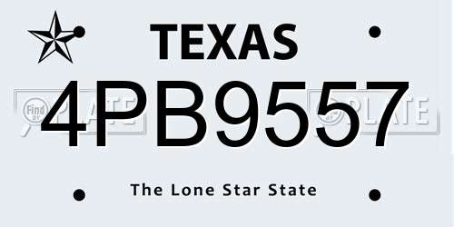 4PB9557 Texas License Plate