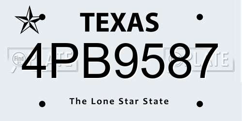 4PB9587 Texas License Plate