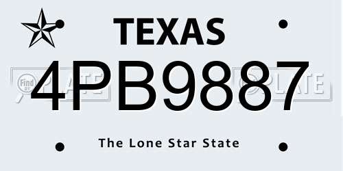 4PB9887 Texas License Plate