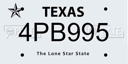 4PB995 Texas License Plate