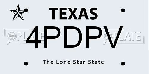 4PDPV Texas License Plate