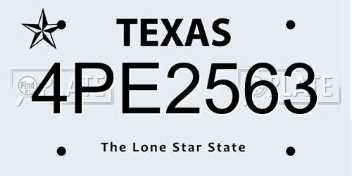 4PE2563 Texas License Plate