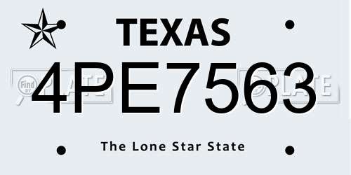 4PE7563 Texas License Plate