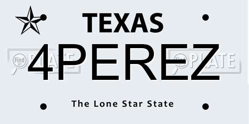 4PEREZ Texas License Plate