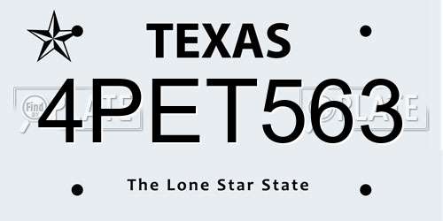 4PET563 Texas License Plate