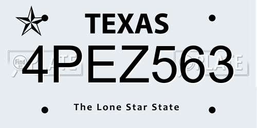 4PEZ563 Texas License Plate