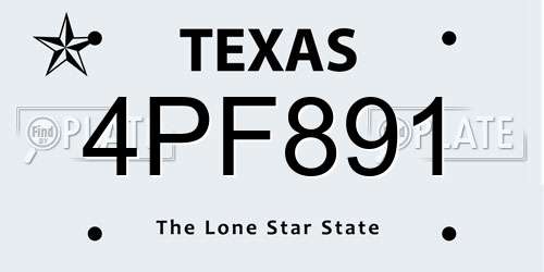 4PF891 Texas License Plate