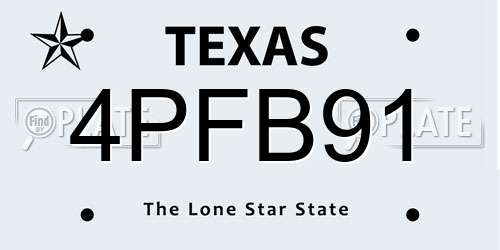 4PFB91 Texas License Plate