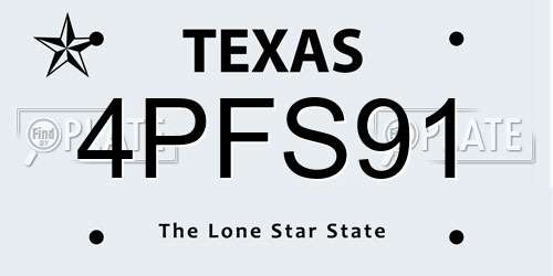 4PFS91 Texas License Plate