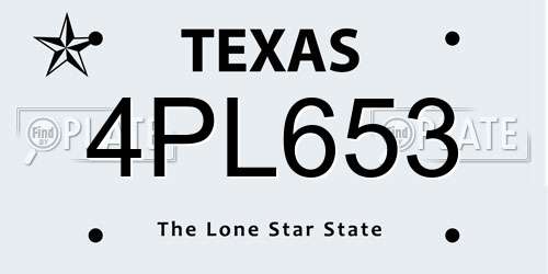 4PL653 Texas License Plate