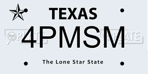 4PMSM Texas License Plate