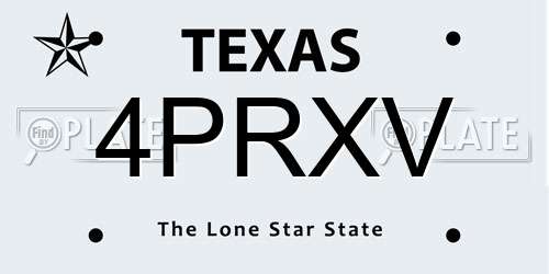 4PRXV Texas License Plate