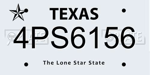 4PS6156 Texas License Plate