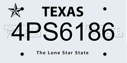4PS6186 Texas License Plate