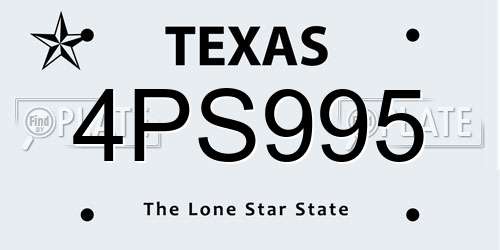 4PS995 Texas License Plate
