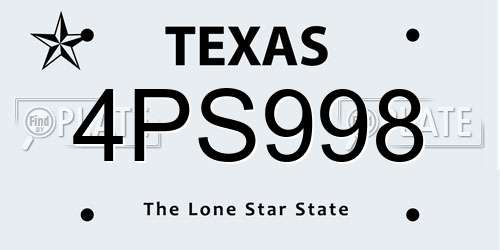 4PS998 Texas License Plate