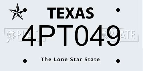 4PT049 Texas License Plate