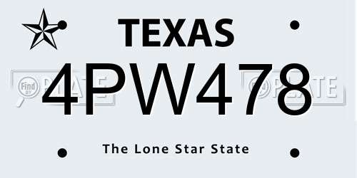 4PW478 Texas License Plate