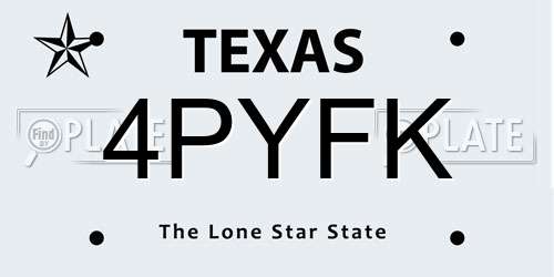 4PYFK Texas License Plate