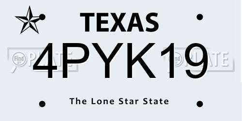 4PYK19 Texas License Plate