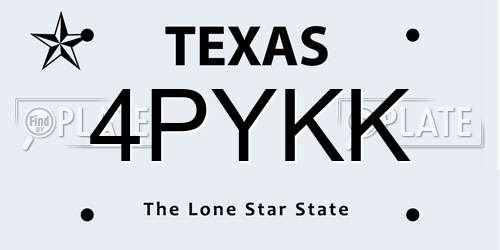 4PYKK Texas License Plate