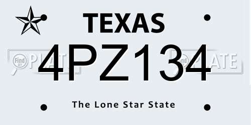 4PZ134 Texas License Plate