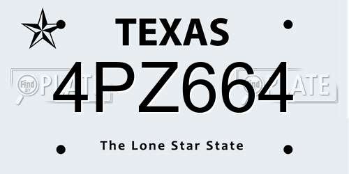 4PZ664 Texas License Plate