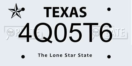 4Q05T6 Texas License Plate