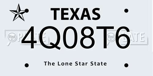 4Q08T6 Texas License Plate