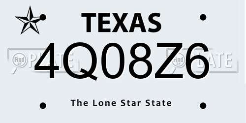 4Q08Z6 Texas License Plate