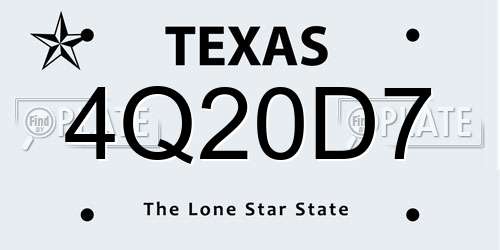 4Q20D7 Texas License Plate